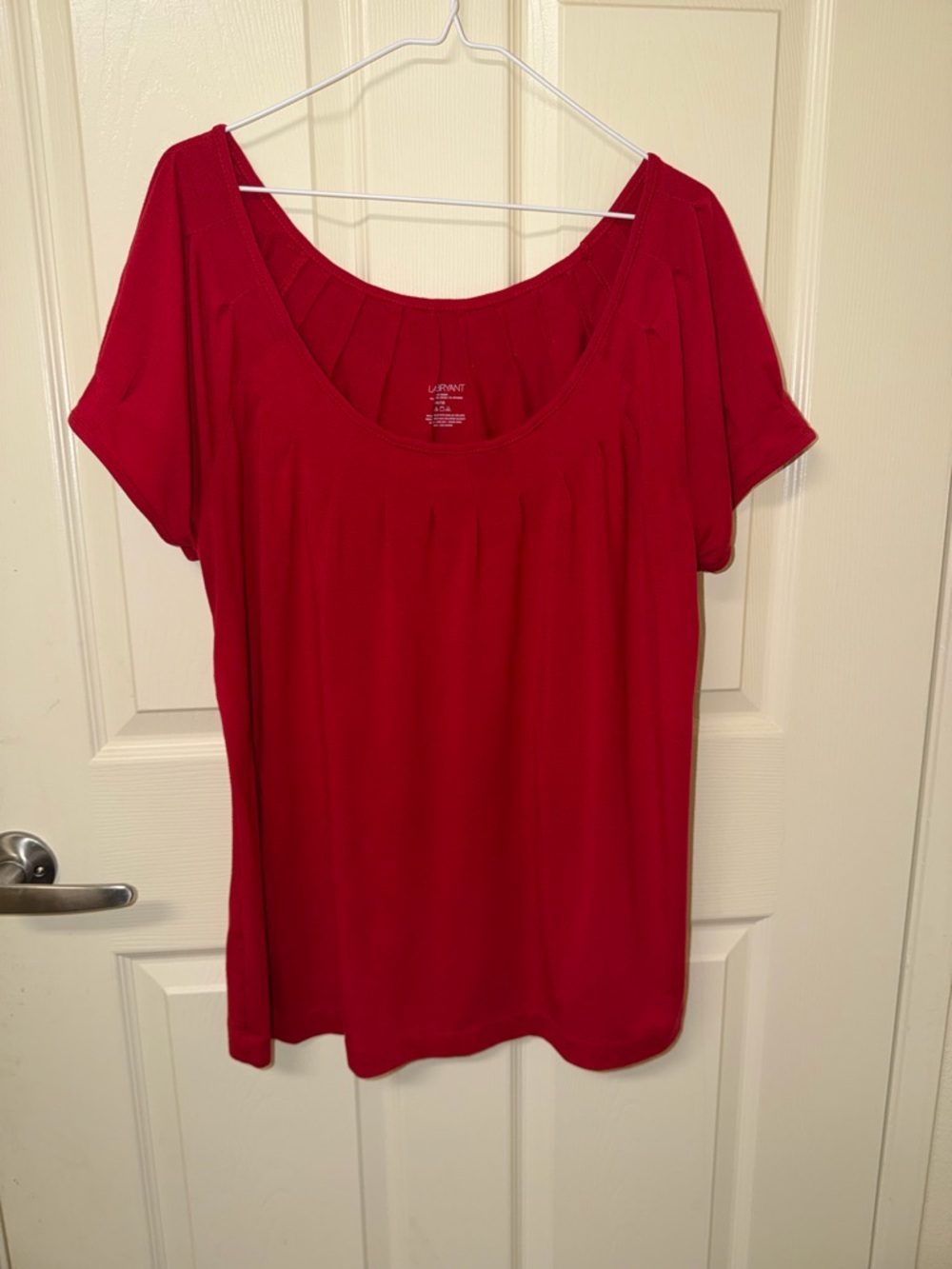 Ultra-Soft Red Scoop Neck Women's Top